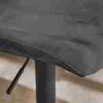 Conjunto de 2 bancos de bar ajustáveis - Noah - assento em chenille cinzento escuro - altura ajustável 60,5/81,5 cm , apoio para os pés Photo3