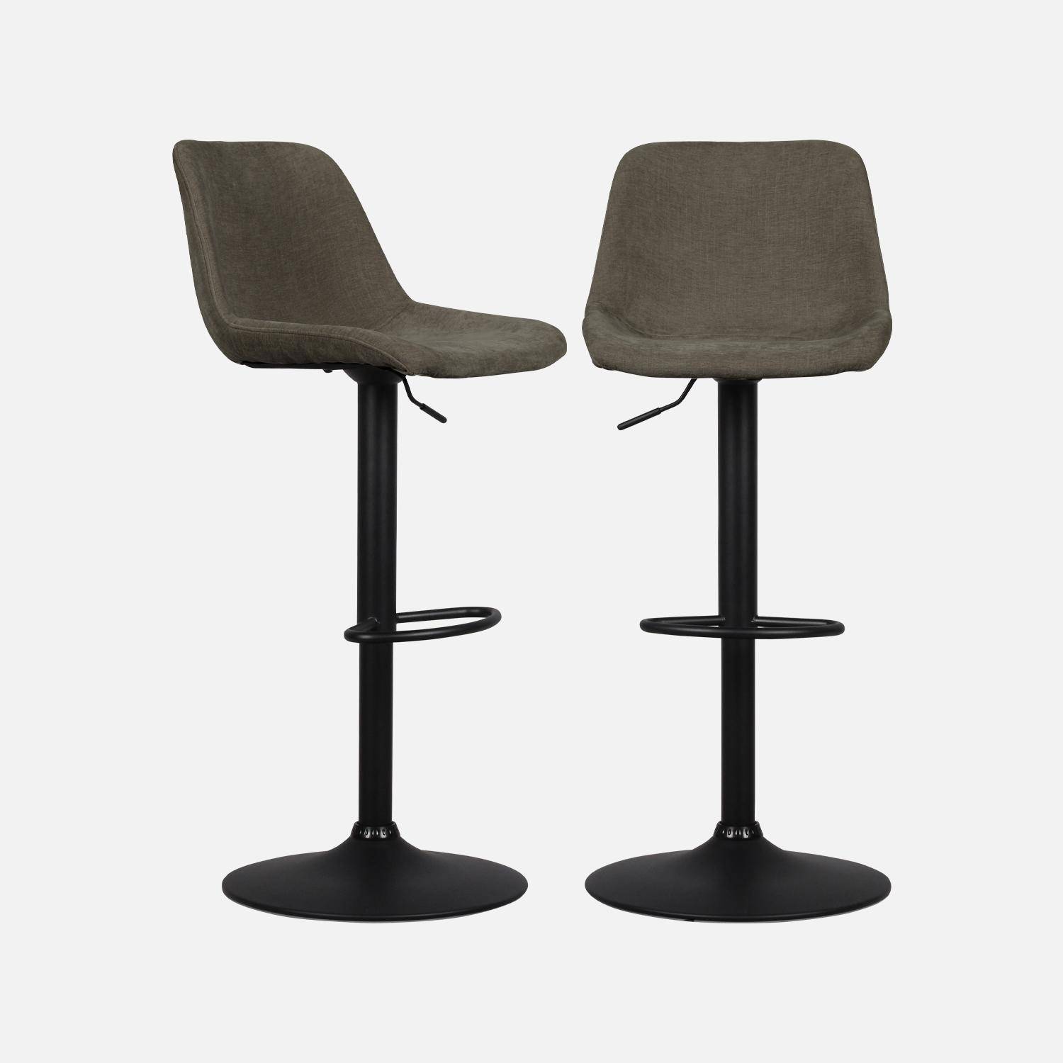  Conjunto de 2 bancos de bar ajustáveis - Noah - assento em chenille cinzento escuro - altura ajustável 60,5/81,5 cm , apoio para os pés Photo4