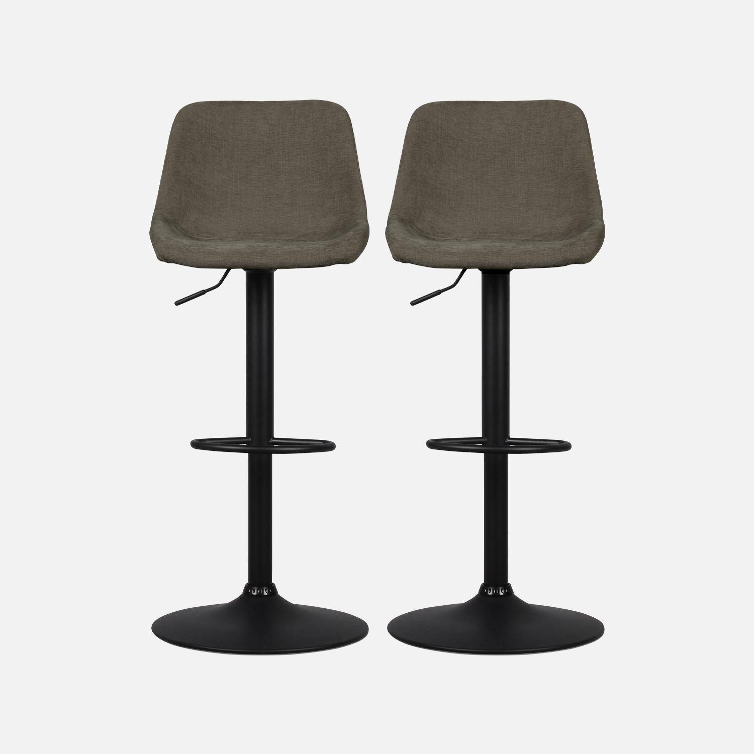  Set di 2 sgabelli da bar regolabili - Noah - seduta in ciniglia grigio scuro- altezza regolabile 60,5/81,5 cm , poggiapiedi Photo5