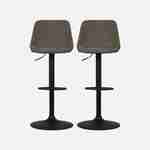  Lot de 2 tabourets de bar réglables - Noah - assise chenille gris foncé - hauteur réglable 60,5/81,5cm , repose-pieds Photo5