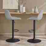  Conjunto de 2 bancos de bar ajustáveis - Noah - assento em chenille cinzento claro - altura ajustável 60,5/81,5 cm , apoio para os pés Photo1