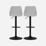  Lote de 2 taburetes de bar regulables - Noah - asiento de chenilla gris claro - altura regulable 60,5/81,5cm , reposapiés Photo5
