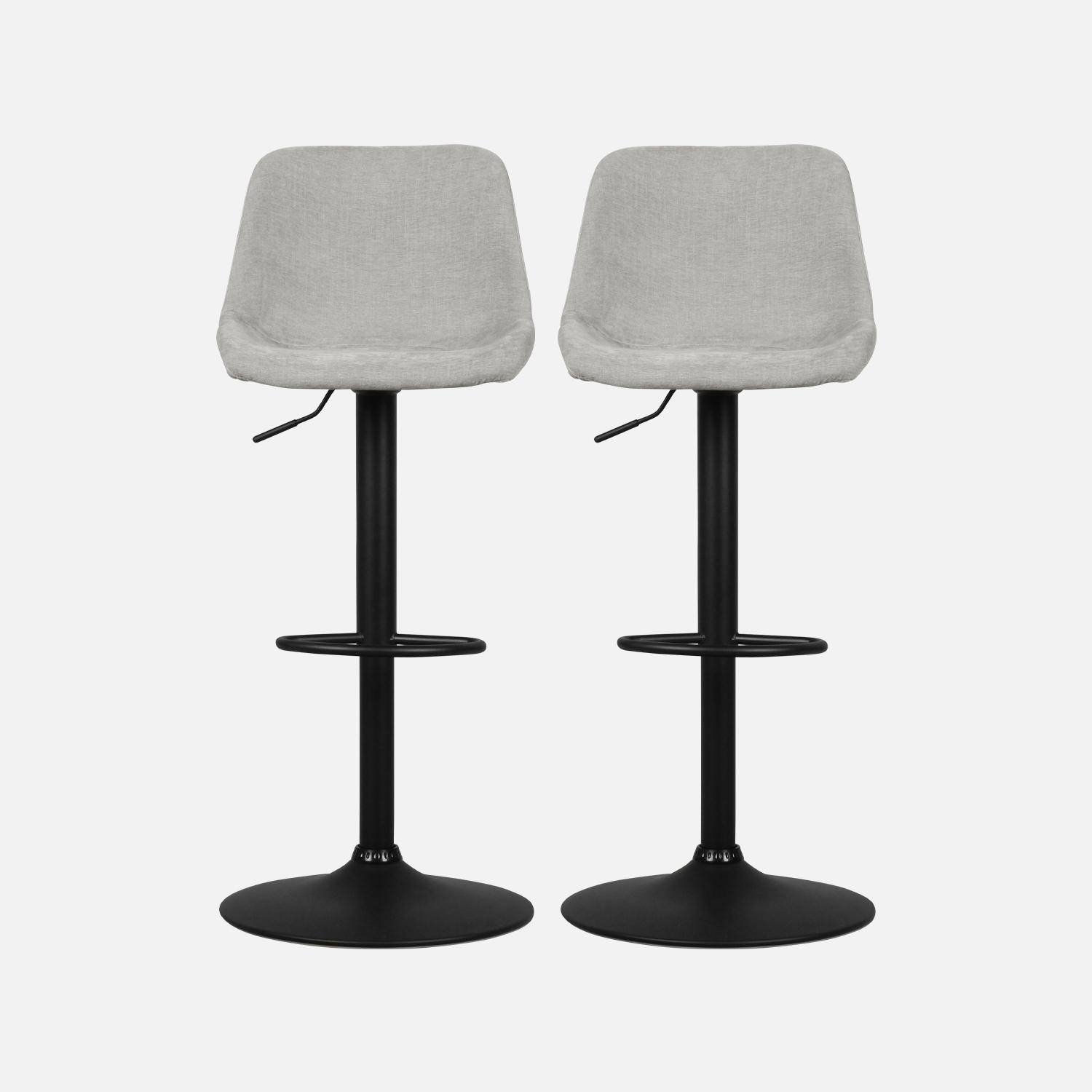  Conjunto de 2 bancos de bar ajustáveis - Noah - assento em chenille cinzento claro - altura ajustável 60,5/81,5 cm , apoio para os pés Photo5
