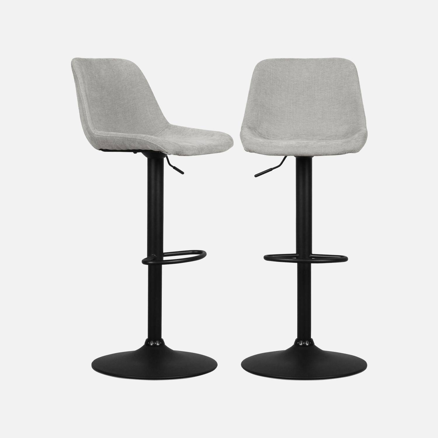  Conjunto de 2 bancos de bar ajustáveis - Noah - assento em chenille cinzento claro - altura ajustável 60,5/81,5 cm , apoio para os pés Photo4