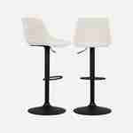  Set di 2 sgabelli da bar regolabili - Noah - seduta in ciniglia bianca - altezza regolabile 60,5/81,5 cm, poggiapiedi Photo5