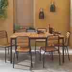 Set complet noir table + 6 chaises TABARA, acier et bois d'acacia FSP Photo1