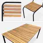 Set complet noir table + 6 chaises TABARA, acier et bois d'acacia FSP Photo7