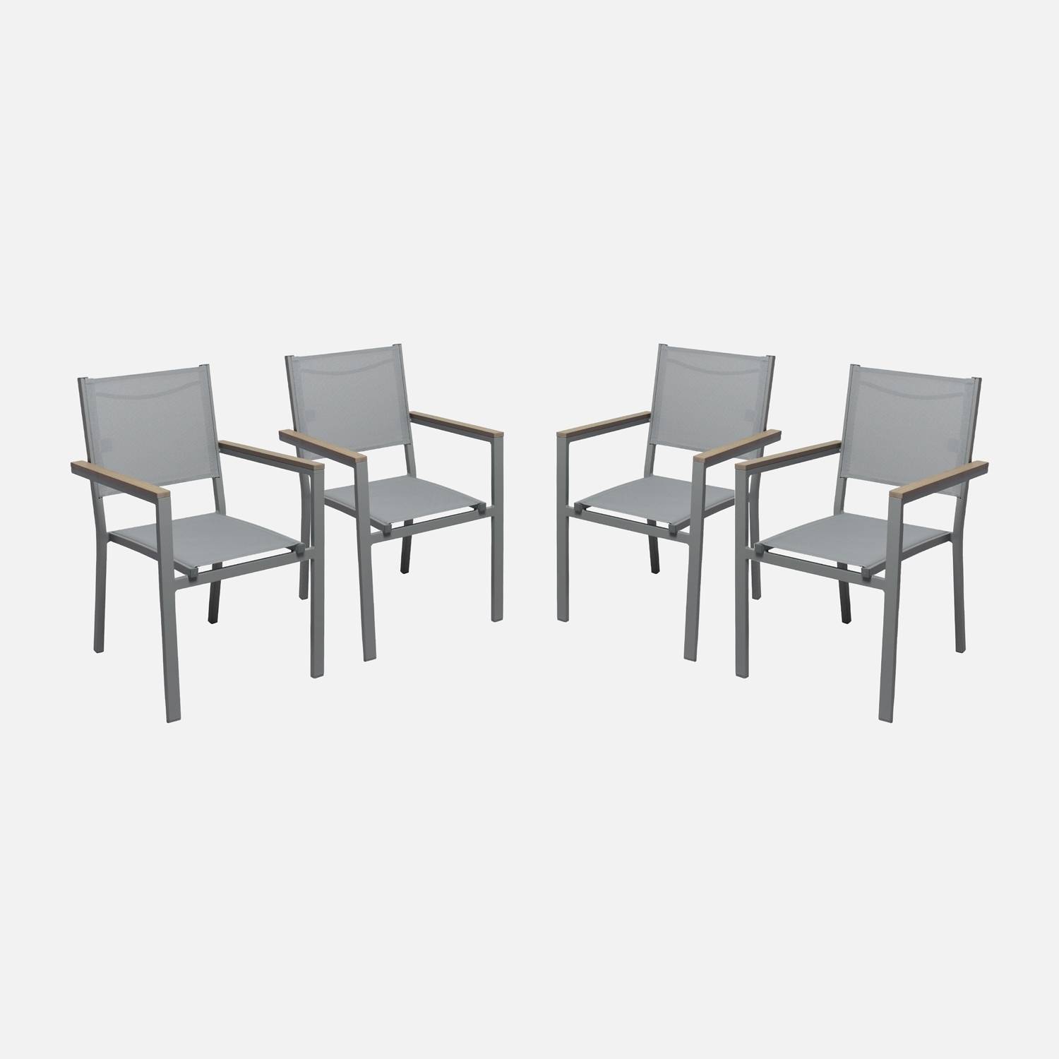 Lot de 4 chaises de jardin gris clair empilables