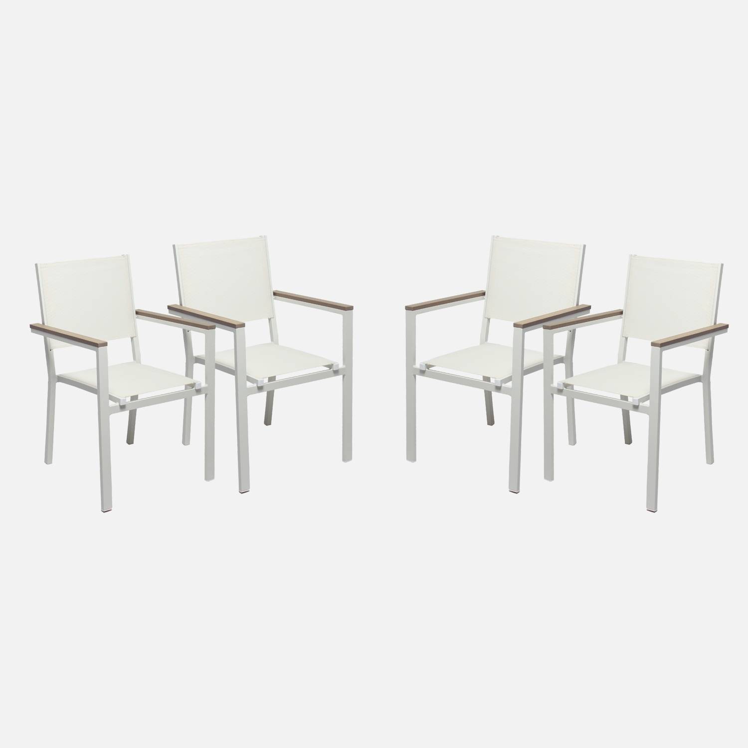 Lot de 4 chaises de jardin blanches empilables