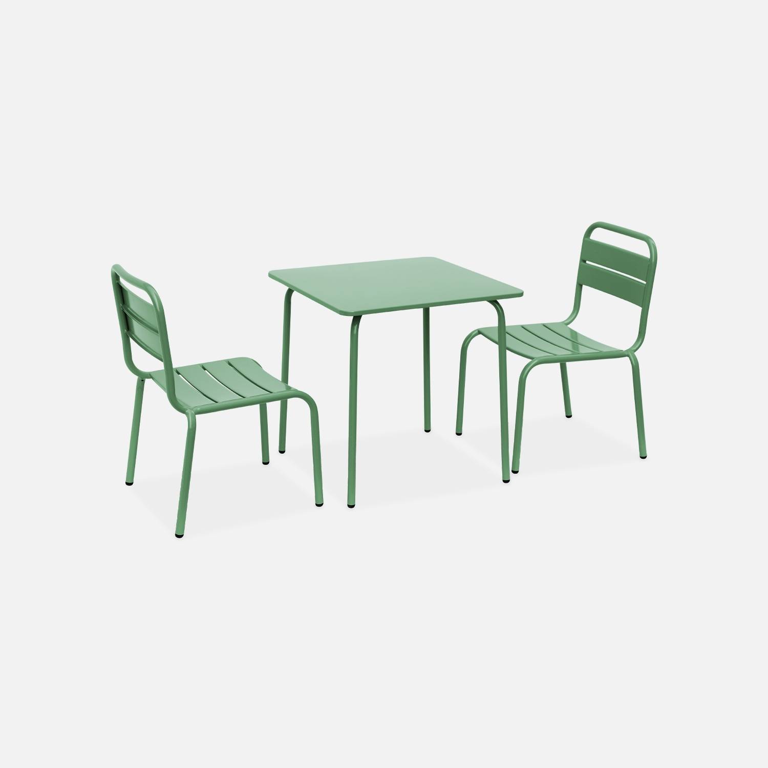 Set tavolo e sedie per bambini, verde grigio, 2 posti l sweeek