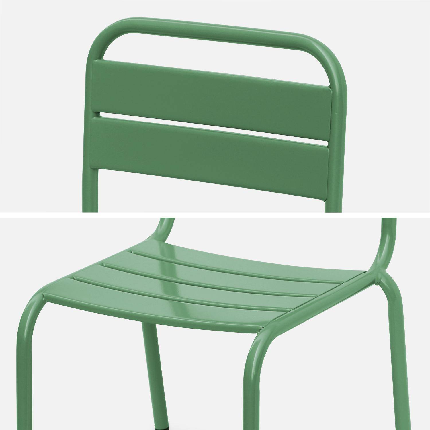 Tisch 48x48cm und 2 Stühle für Kinder, graugrün, 48x48cm, für draußen verwendbar - Anna,sweeek,Photo7
