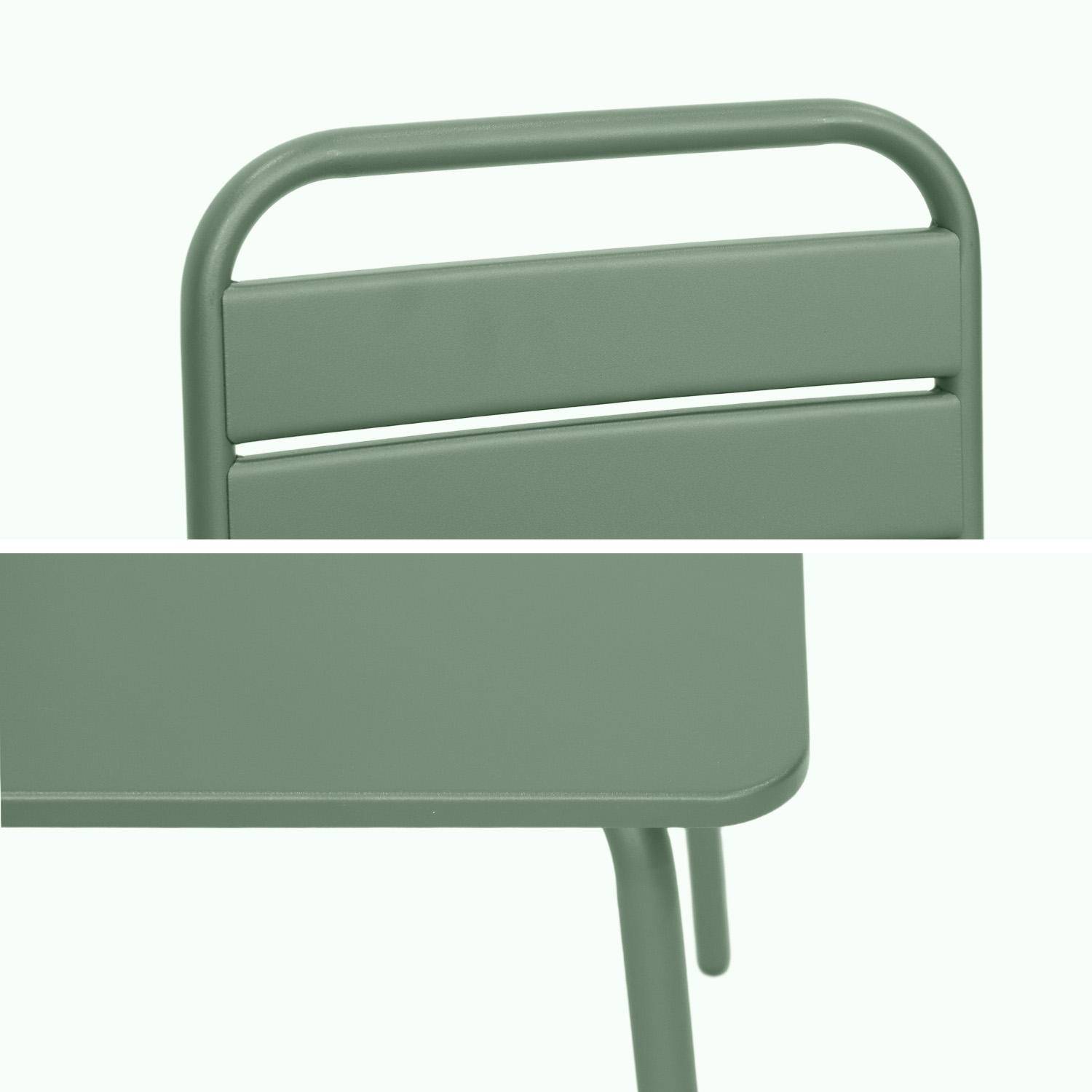 Tisch 48x48cm und 2 Stühle für Kinder, graugrün, 48x48cm, für draußen verwendbar - Anna,sweeek,Photo3