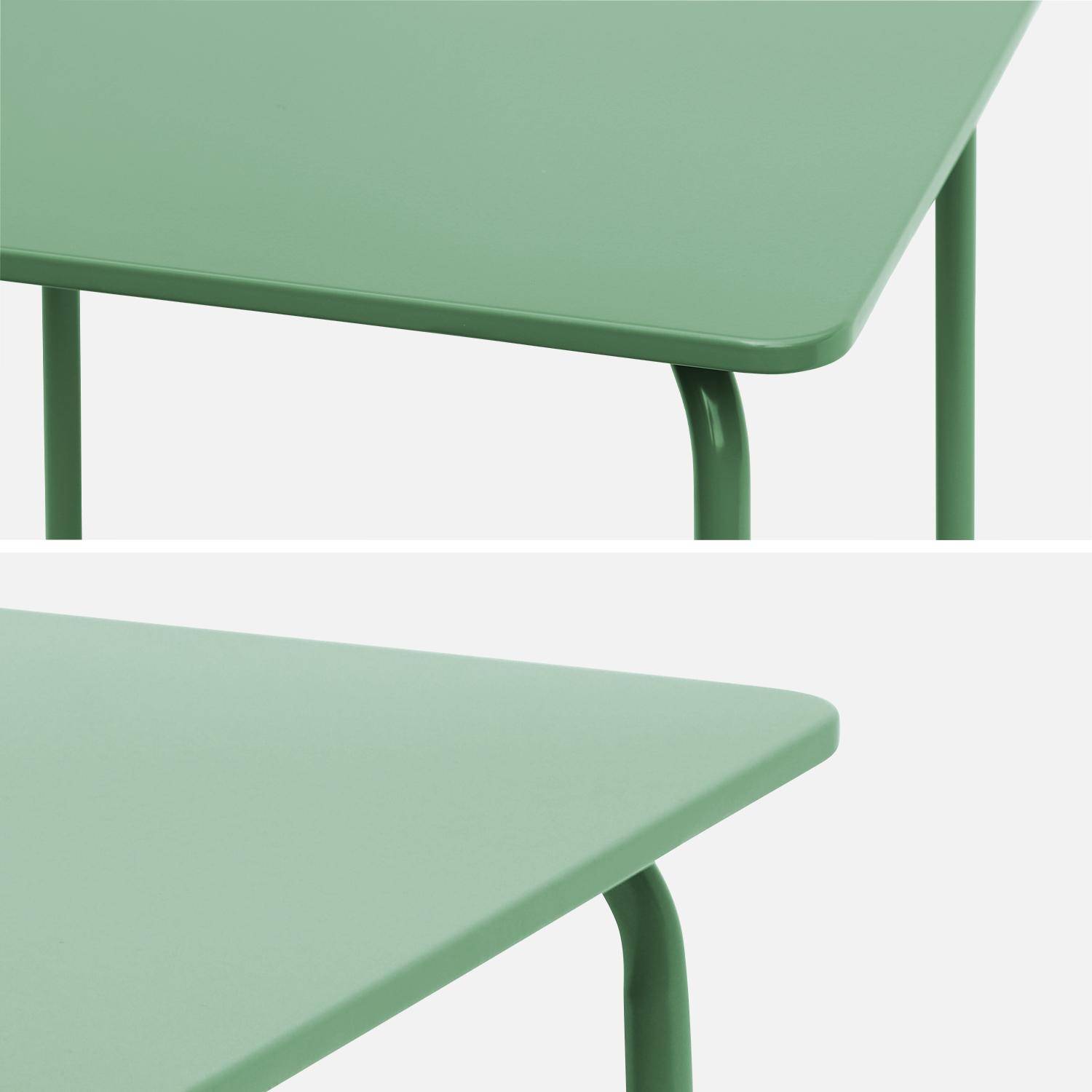 Tisch 48x48cm und 2 Stühle für Kinder, graugrün, 48x48cm, für draußen verwendbar - Anna,sweeek,Photo8