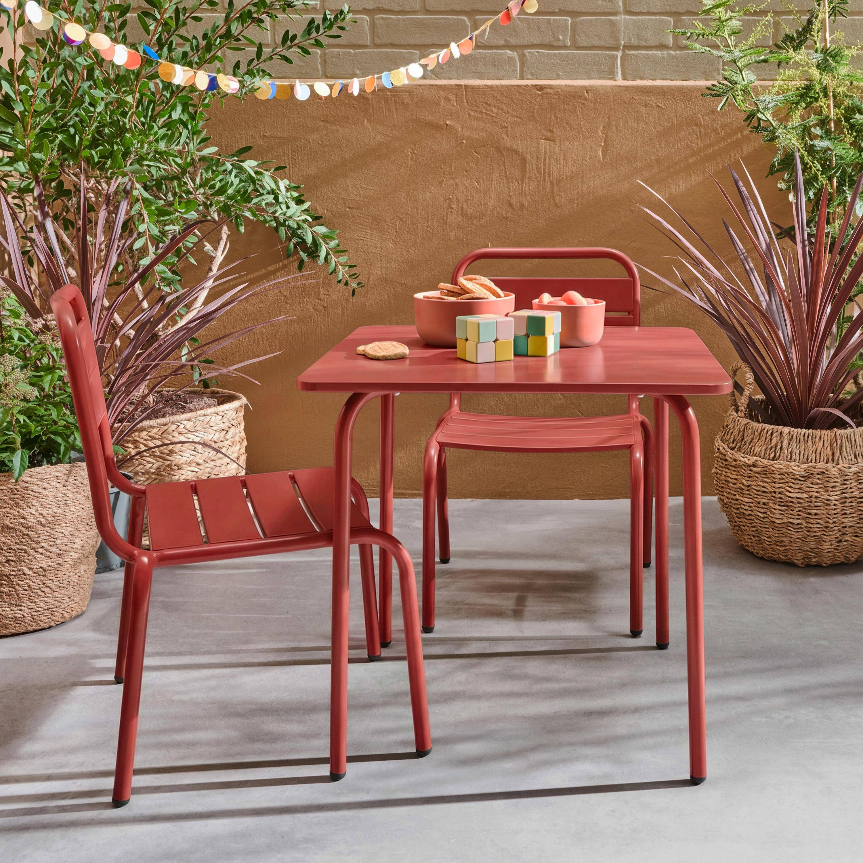 Kindertuinmeubelset terracotta, 2 zits | sweeek