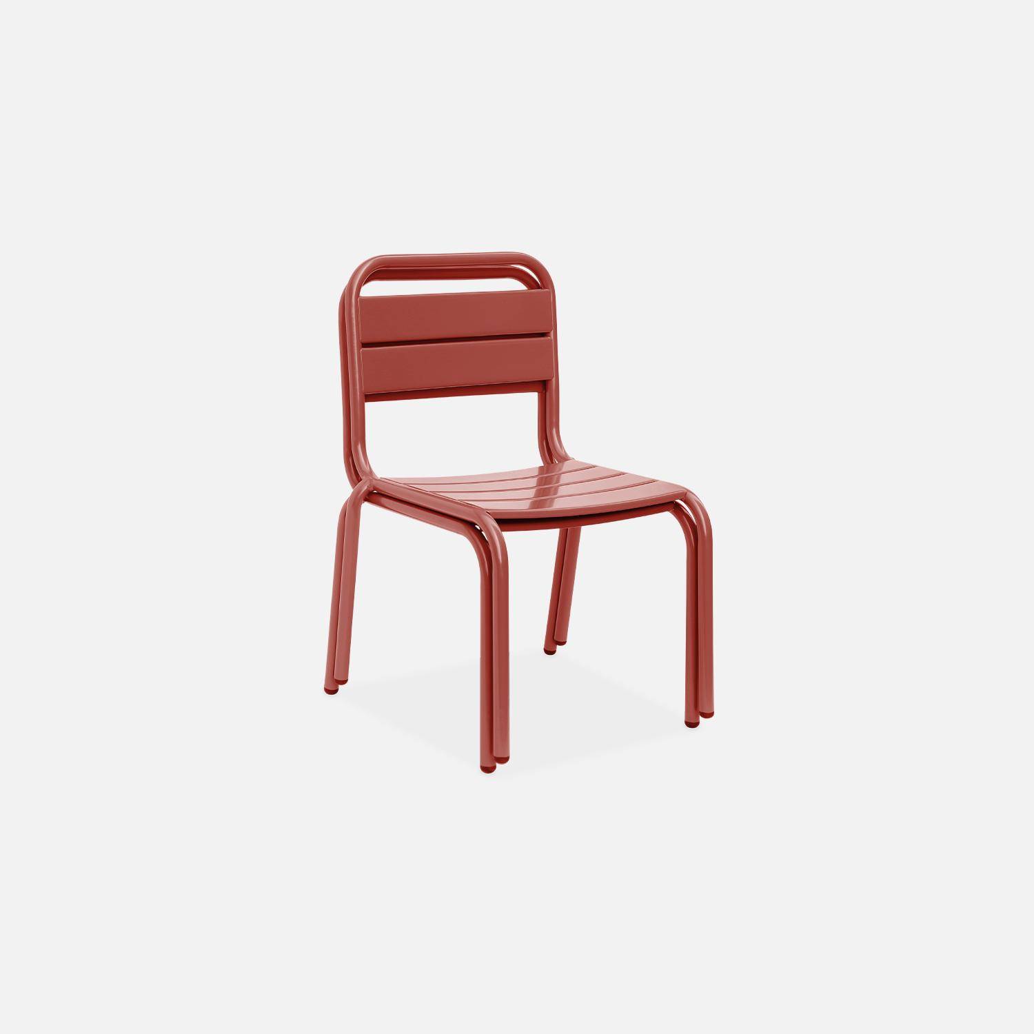 Conjunto de mesa y sillas de metal para niños - Anna - terracota , 2 plazas, mesa y sillas, 48x48cm,sweeek,Photo5