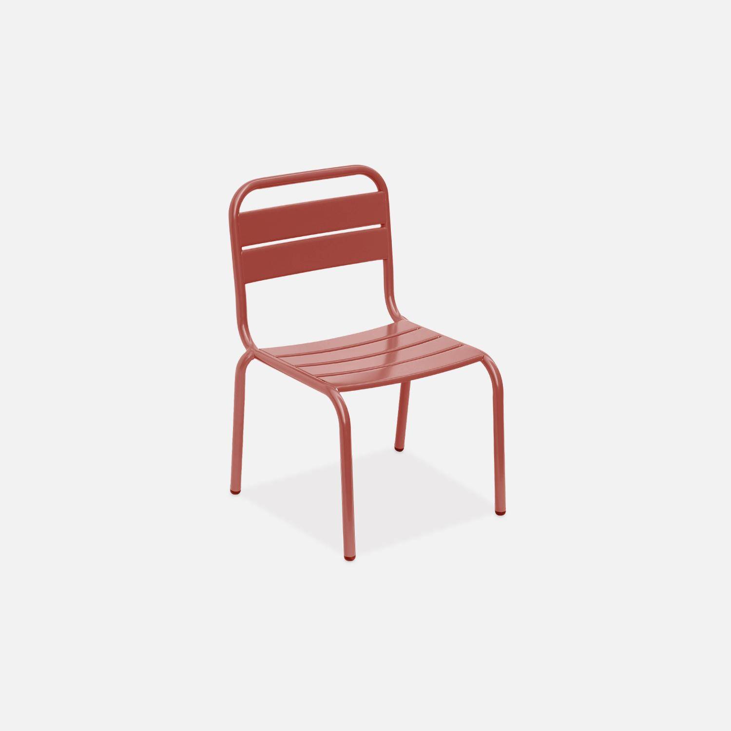 Conjunto de mesa y sillas de metal para niños - Anna - terracota , 2 plazas, mesa y sillas, 48x48cm,sweeek,Photo6