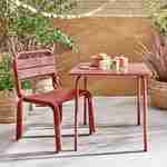 2-seater table and chairs set for kids, metal, Terracotta Photo2