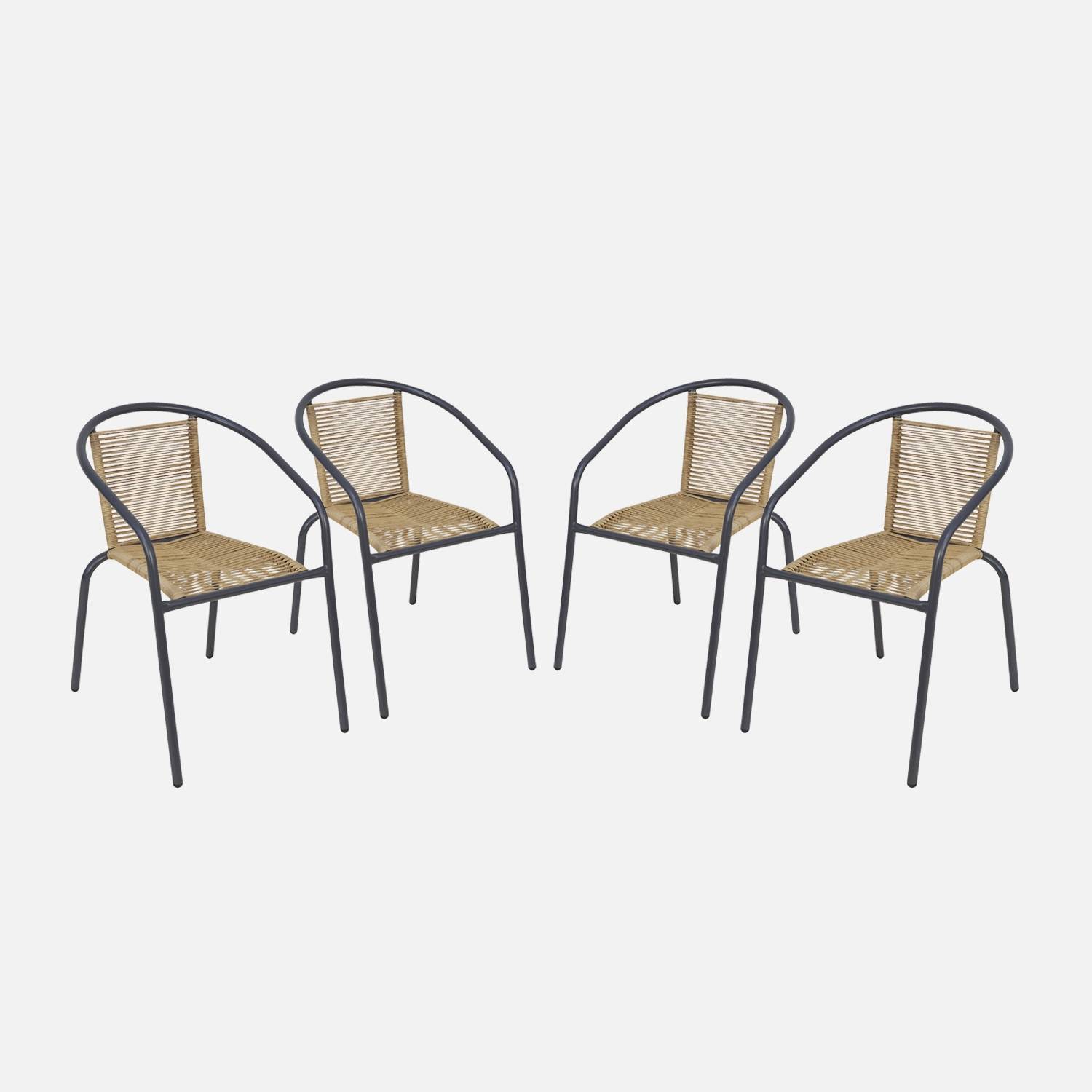 Fauteuils de jardin anthracite et naturel (lot de 4)