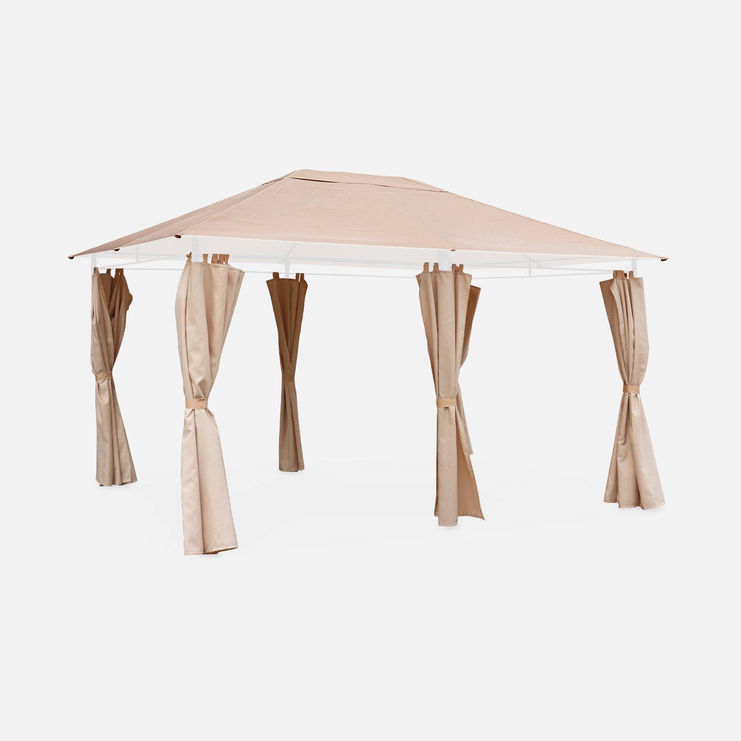 Komplettes Set Dachtuch und Vorhänge beige für Pergola 3x4m Divio - Pergola Ersatztuch und Vorhänge,sweeek,Photo2