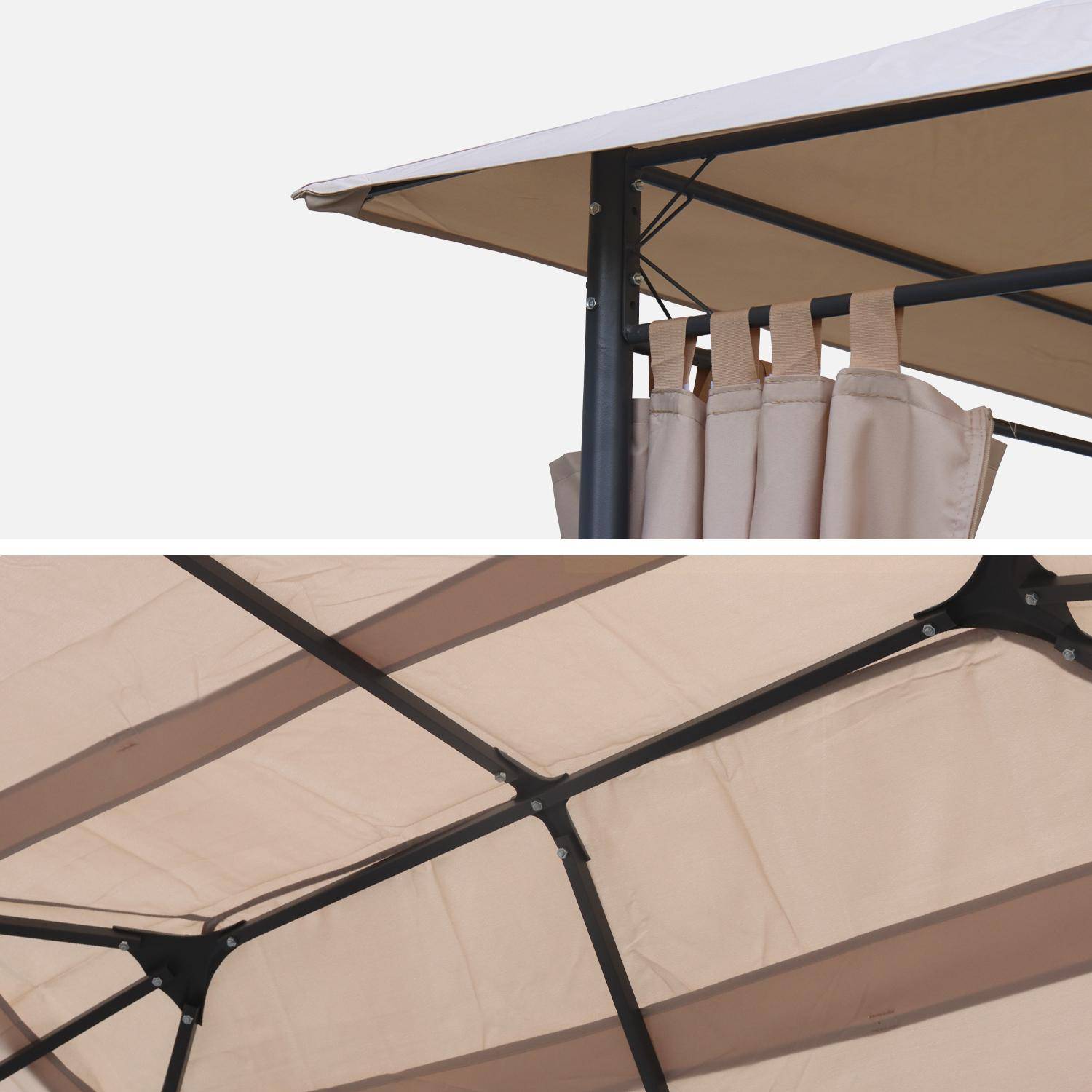 Toile de toit beige pour tonnelle 3x4m Divio - toile de rechange pergola, toile de remplacement,sweeek,Photo2