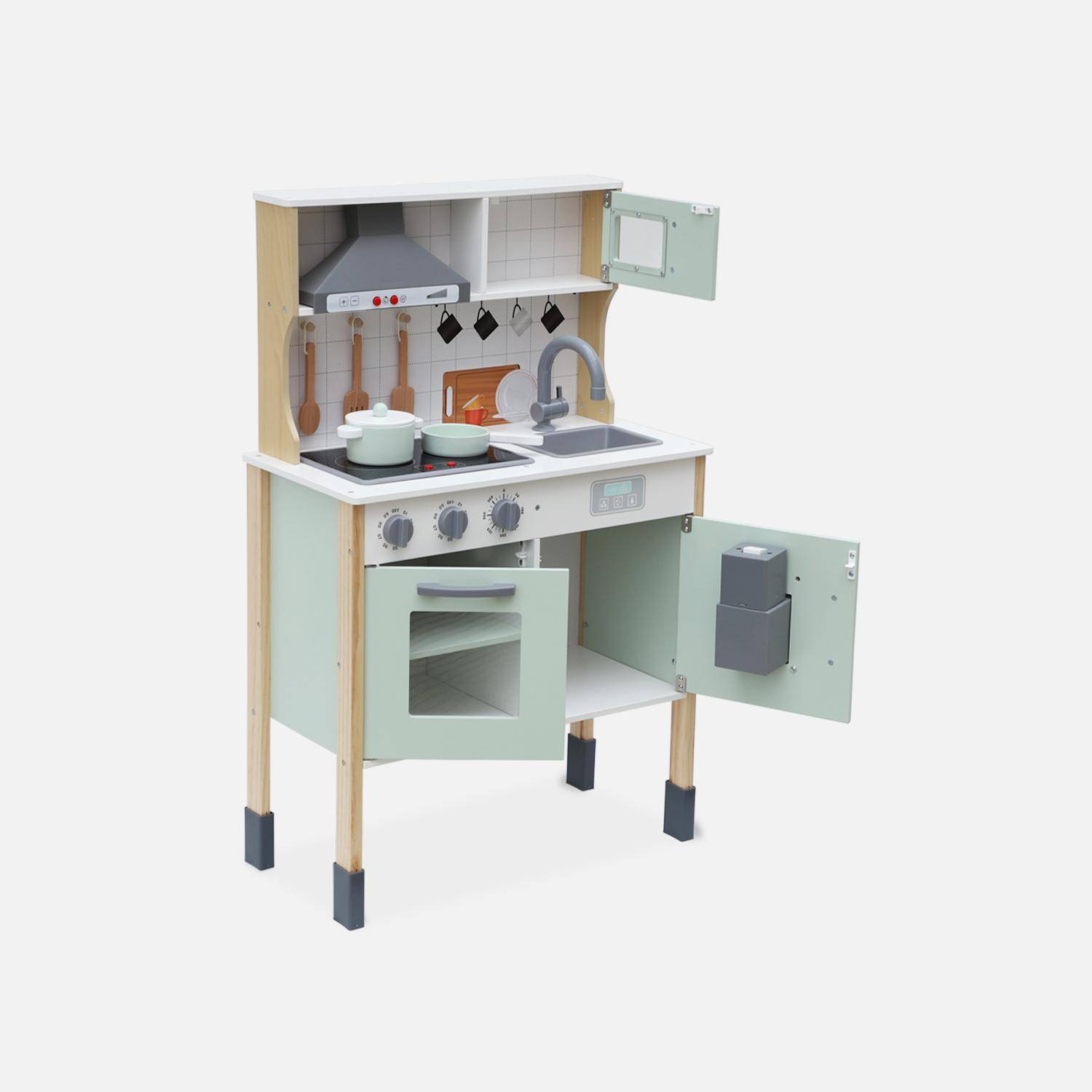 Panel de cocina infantil, accesorios incluidos, campana, placa de cocción, microondas electrónico Photo7