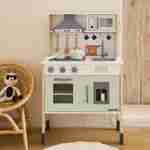 Panel de cocina infantil, accesorios incluidos, campana, placa de cocción, microondas electrónico Photo1