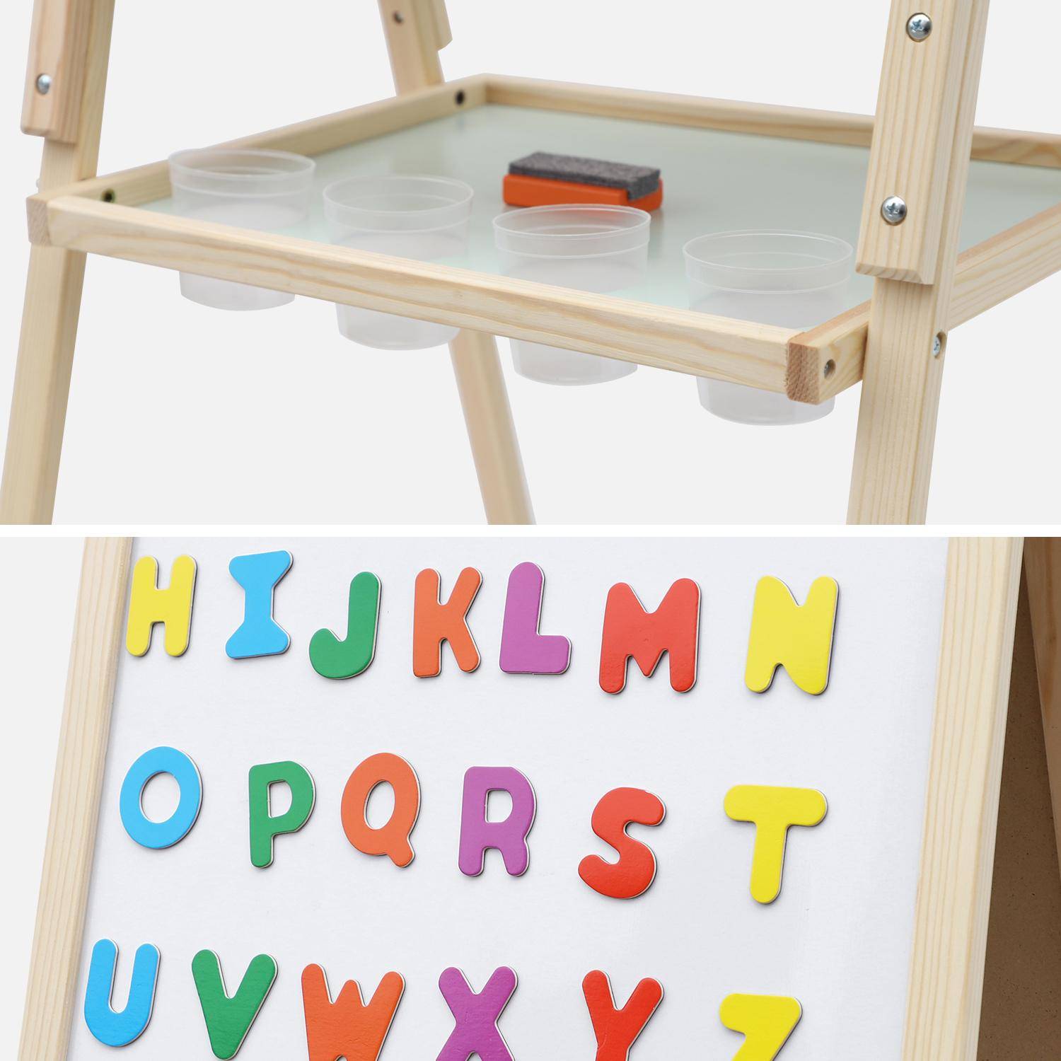 Tableau double face en bois FSC pour enfant, craie et tableau blanc avec accessoires fournis Photo7
