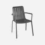 2er Set stapelbare anthrazitfarbene Stühle aus Stahl mit Armlehnen - Florida Photo6