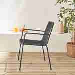 2er Set stapelbare anthrazitfarbene Stühle aus Stahl mit Armlehnen - Florida Photo3