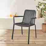 2er Set stapelbare anthrazitfarbene Stühle aus Stahl mit Armlehnen - Florida Photo2