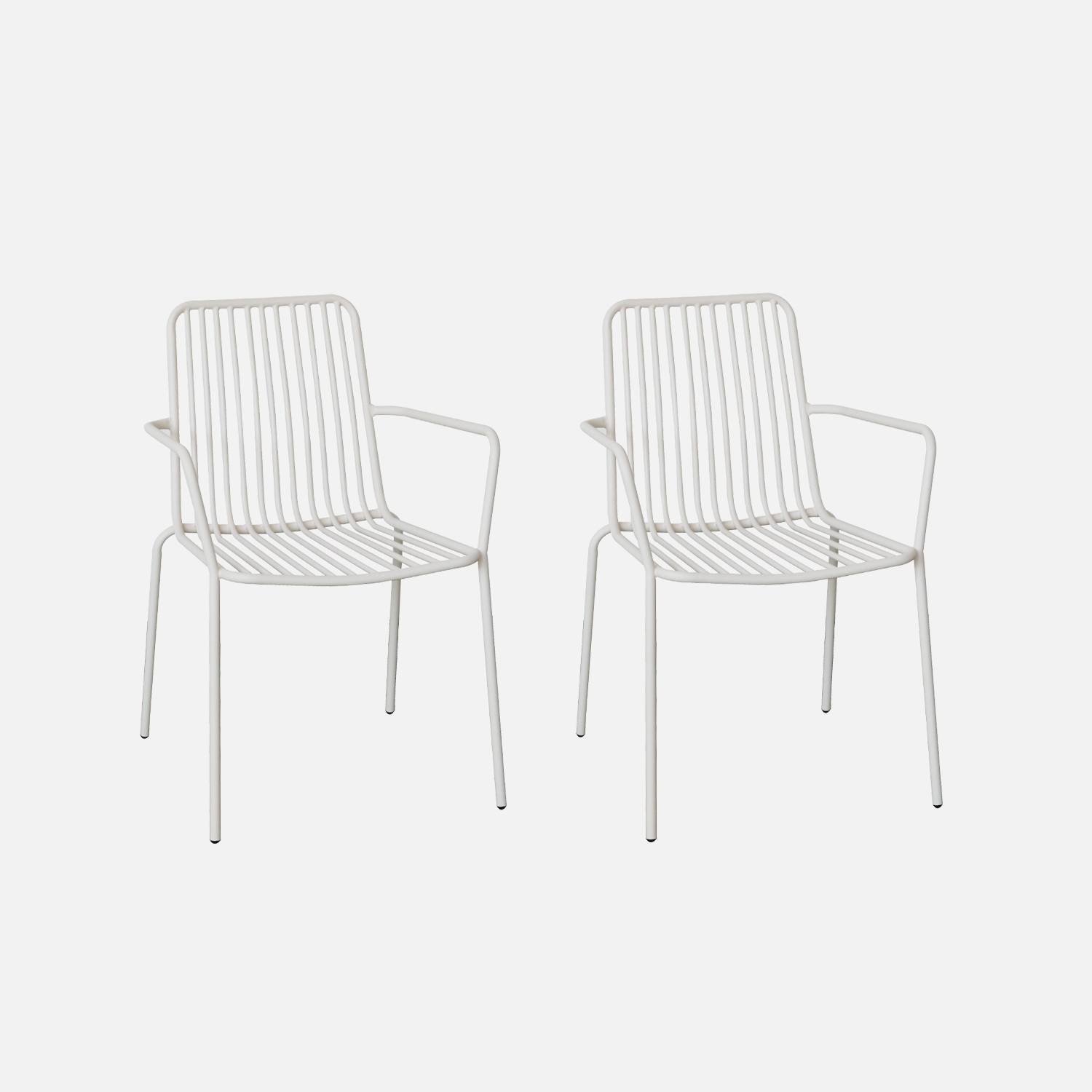 Lot de 2 fauteuils en acier empilables, blanc I sweeek
