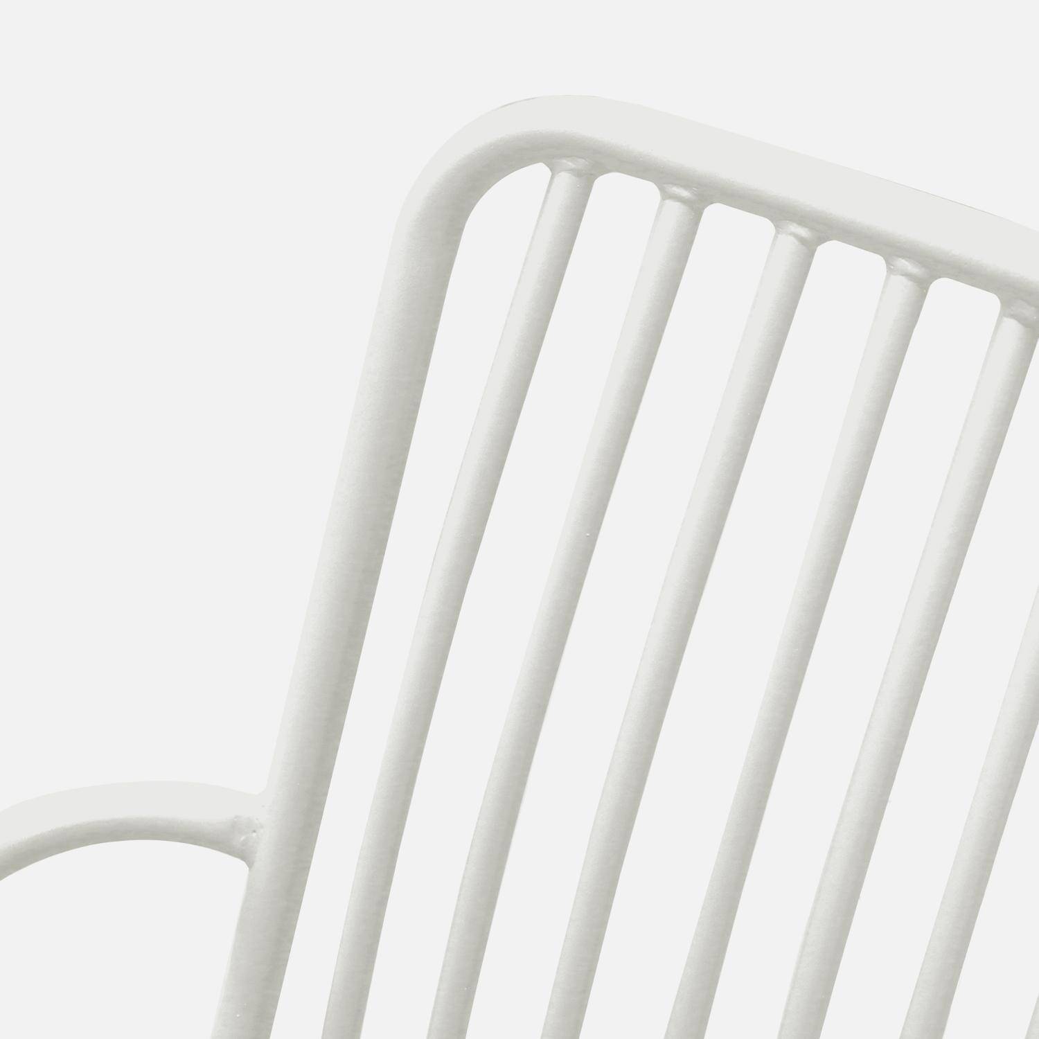 2er Set stapelbare weiße Stühle aus Stahl mit Armlehnen- Florida Photo7