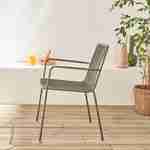 2er Set stapelbare Stühle aus Stahl mit Armlehnen - salbeigrün - Florida Photo2