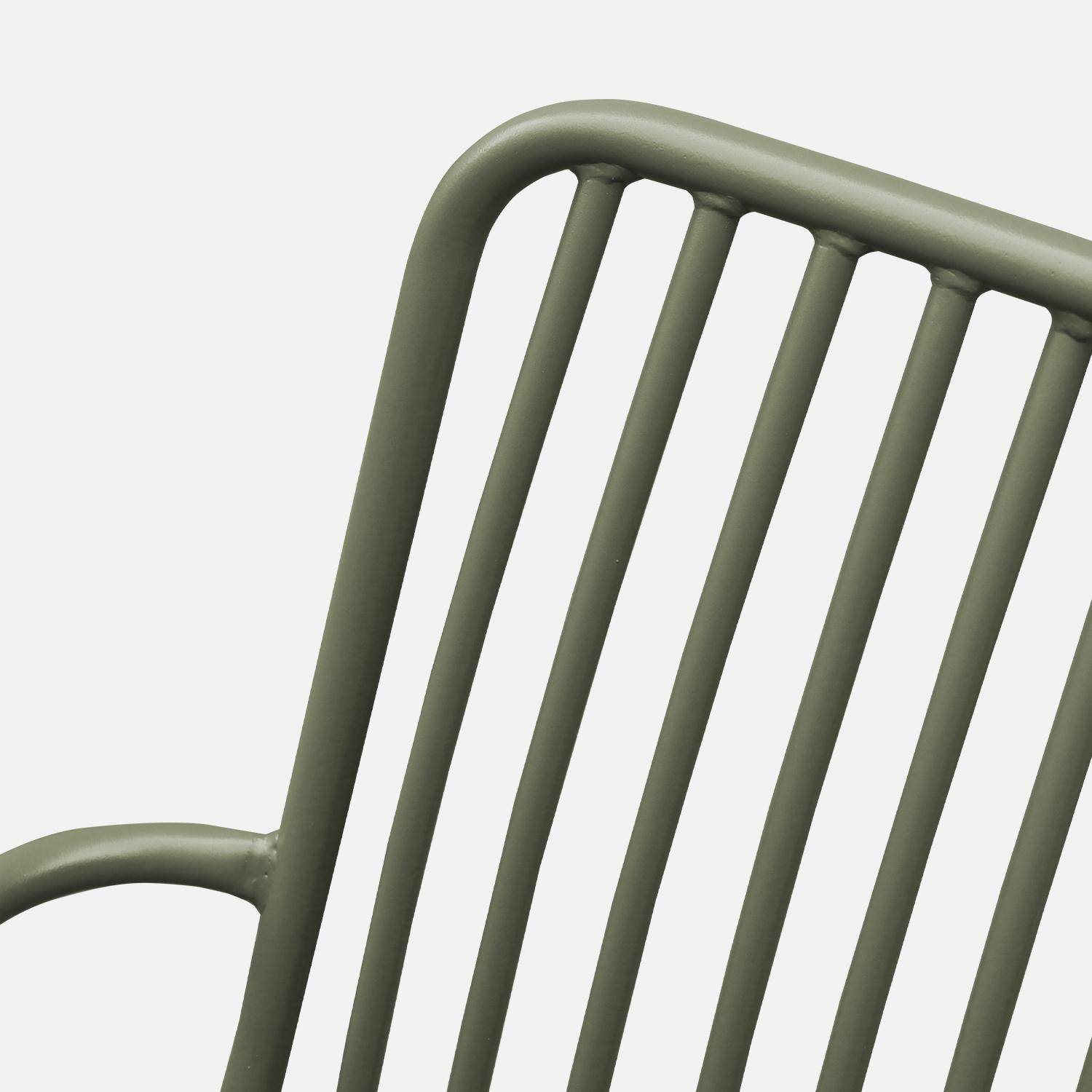 2er Set stapelbare Stühle aus Stahl mit Armlehnen - salbeigrün - Florida,sweeek,Photo7