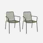 2er Set stapelbare Stühle aus Stahl mit Armlehnen - salbeigrün - Florida Photo4