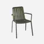 2er Set stapelbare Stühle aus Stahl mit Armlehnen - salbeigrün - Florida Photo6