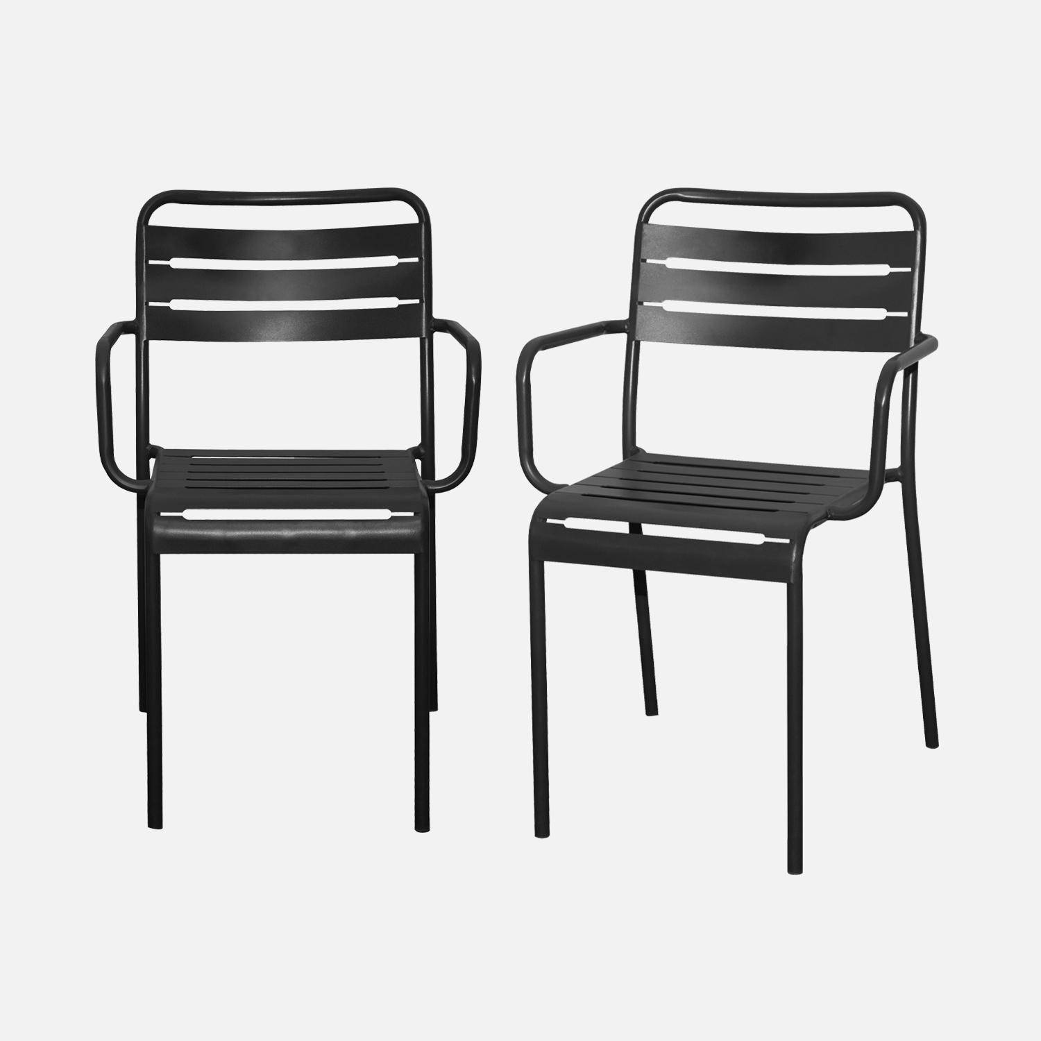 Lot de 2 fauteuils de jardin acier, 2 places, anthracite, Amelia, L50.4 X P53 X H79.5cm  Photo3