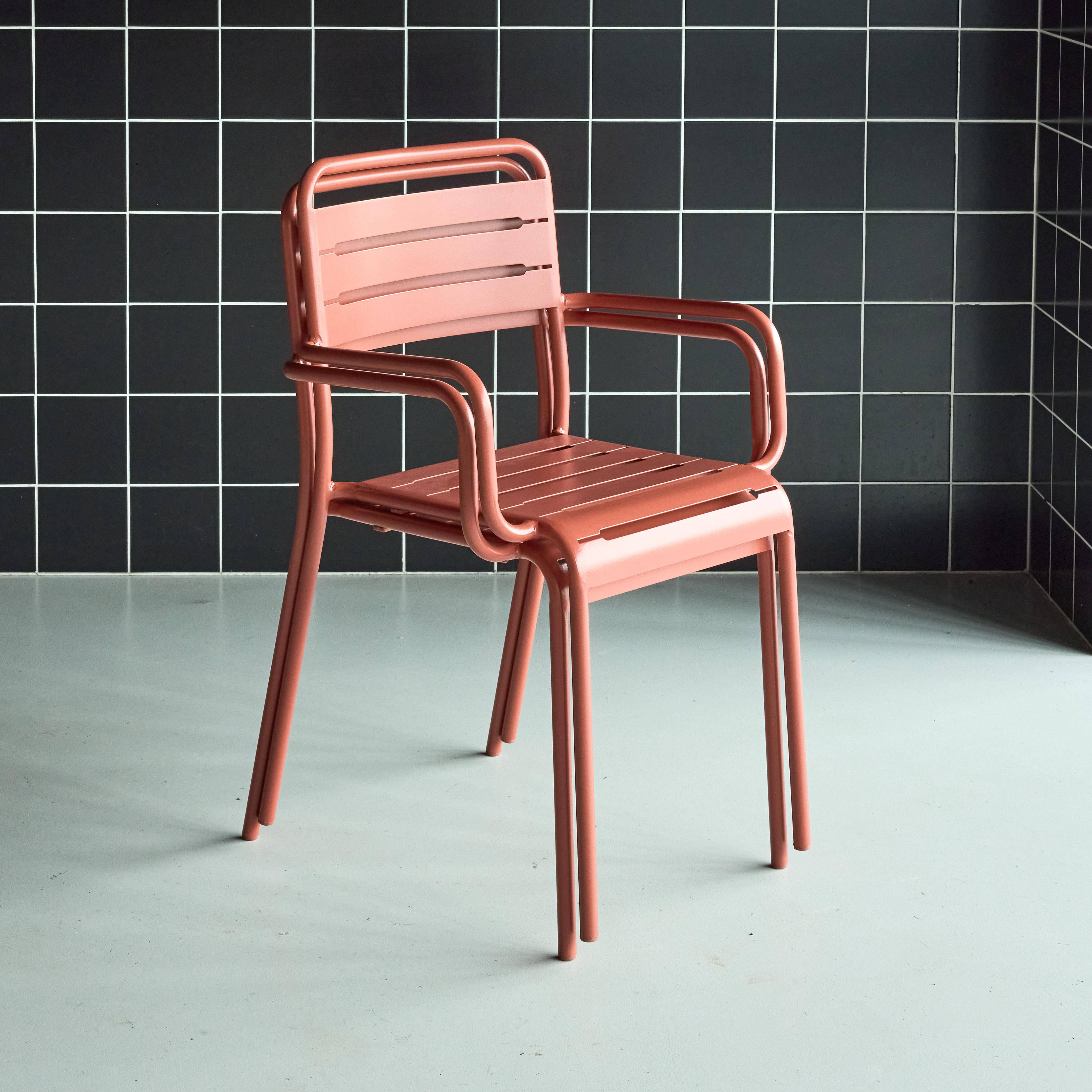 2er Set Gartensessel aus Stahl, terrakotta, B 50.4 x T 53 x H 79.5 cm - Amelia,sweeek,Photo2