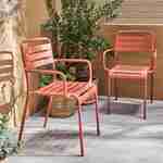 Lot de 2 fauteuils de jardin acier, 2 places, terracotta, Amelia, L50.4 X P53 X H79.5cm  Photo1
