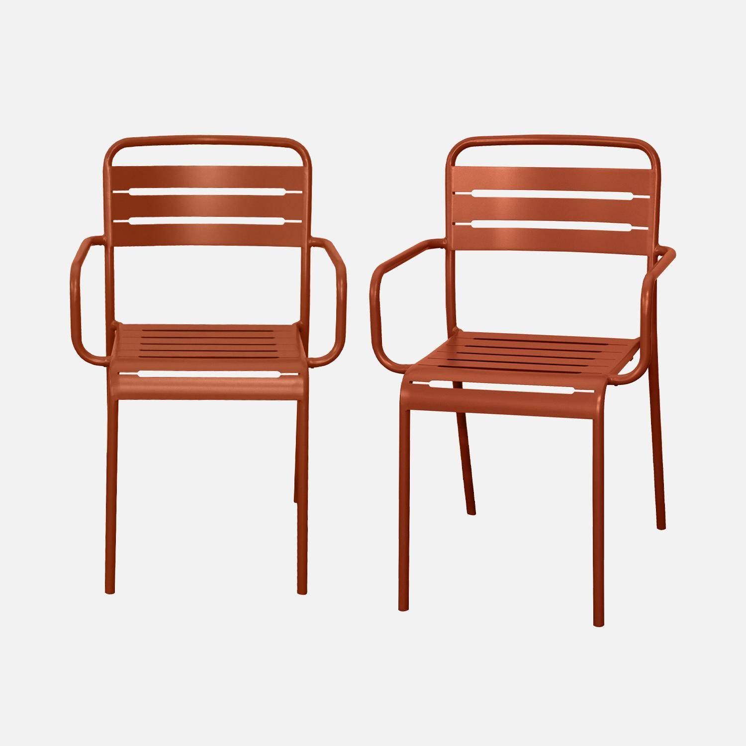 Lot de 2 fauteuils de jardin acier, 2 places, terracotta, Amelia, L50.4 X P53 X H79.5cm ,sweeek,Photo3