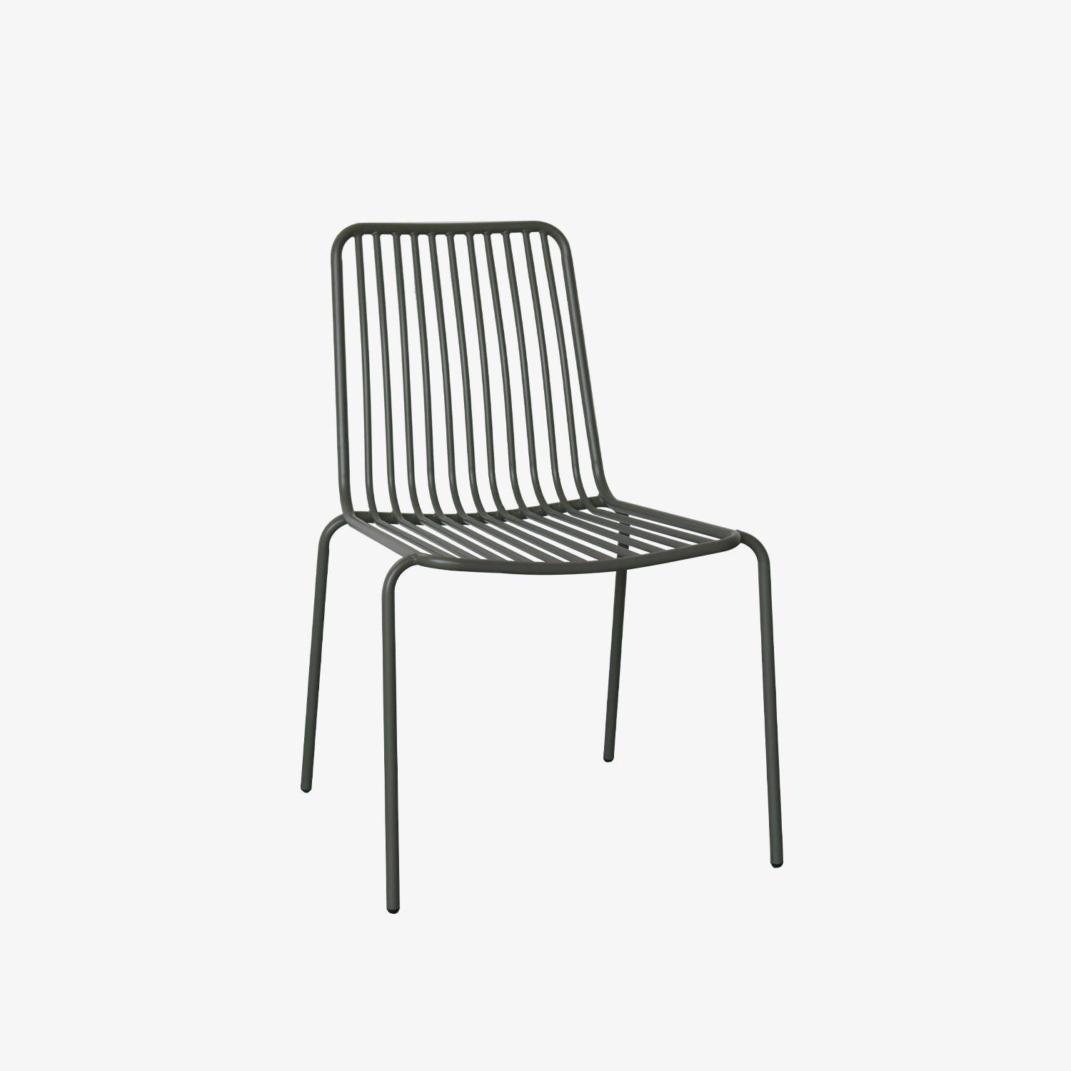 Lot de 2 chaises de jardin en acier anthracite , empilables, design linéaire ,sweeek,Photo4