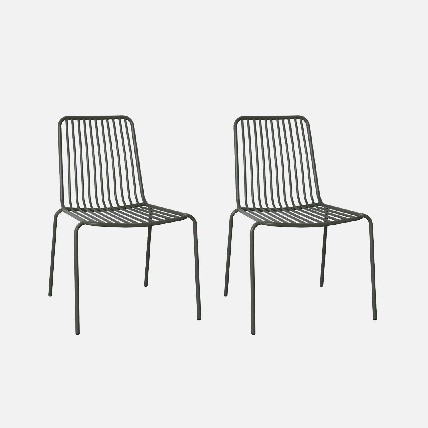 Lot de 2 chaises de jardin en acier anthracite , empilables, design linéaire ,sweeek,Photo3
