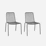 Lot de 2 chaises de jardin en acier anthracite , empilables, design linéaire  Photo1
