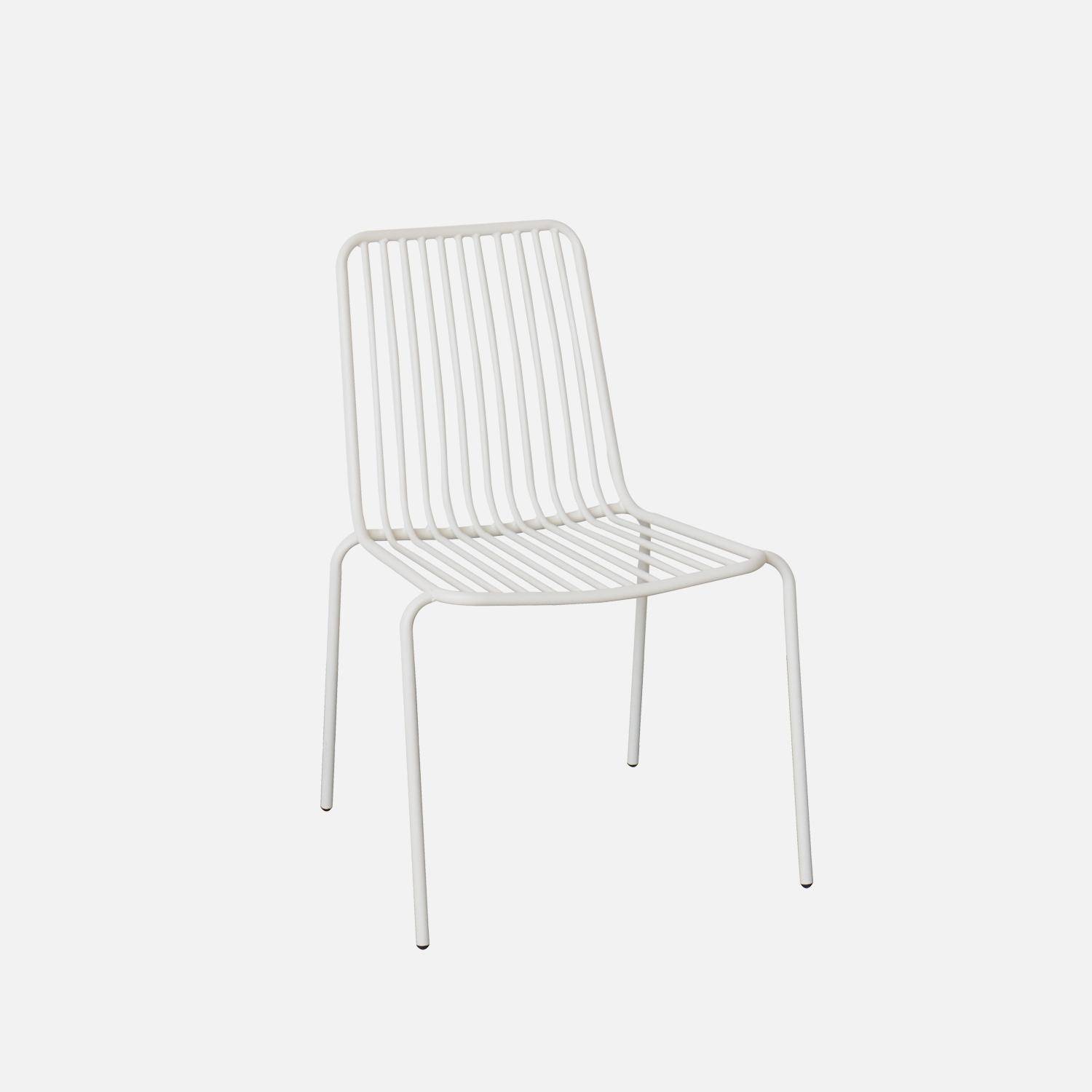 Lot de 2 chaises de jardin en acier blanc , empilables, design linéaire ,sweeek,Photo2