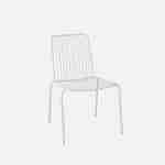 Lot de 2 chaises de jardin en acier blanc , empilables, design linéaire  Photo2
