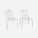Lot de 2 chaises de jardin en acier blanc , empilables, design linéaire  Photo1