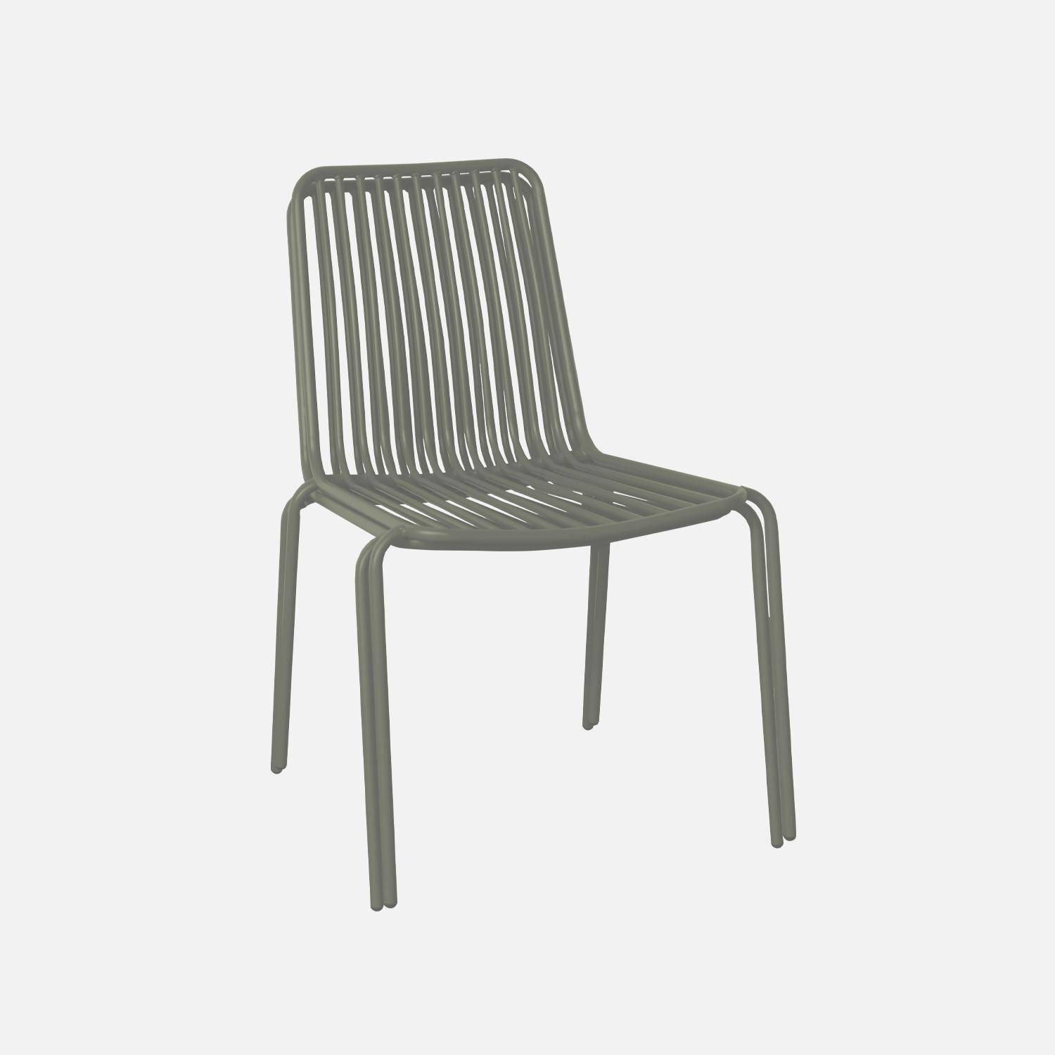 Lot de 2 chaises de jardin en acier savane, empilables, design linéaire ,sweeek,Photo3
