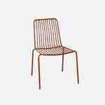 Lot de 2 chaises de jardin en acier terracotta , empilables, design linéaire  Photo2