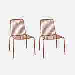 Lot de 2 chaises de jardin en acier terracotta , empilables, design linéaire  Photo1