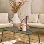 Salon de jardin en métal 4 places savane, coussins beige, design épuré arrondi   Photo2